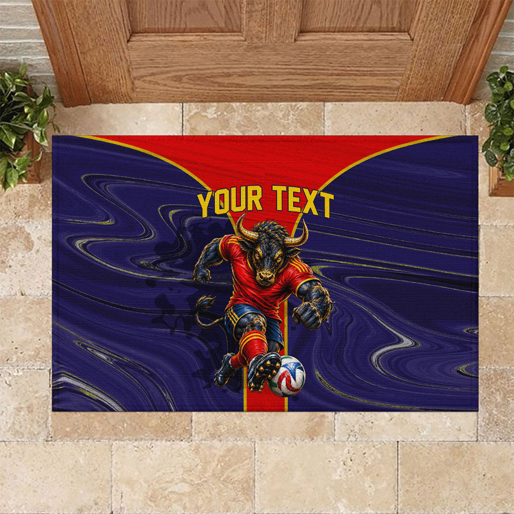Personalized Spain Football Rubber Doormat Fear the Bull Soccer Mascot Marble Art