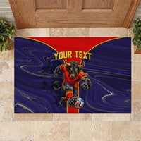 Personalized Spain Football Rubber Doormat Fear the Bull Soccer Mascot Marble Art