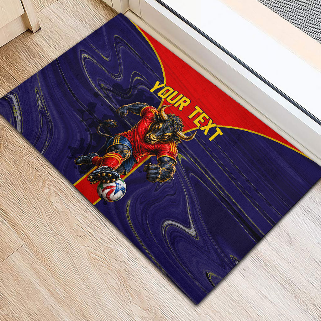 Personalized Spain Football Rubber Doormat Fear the Bull Soccer Mascot Marble Art