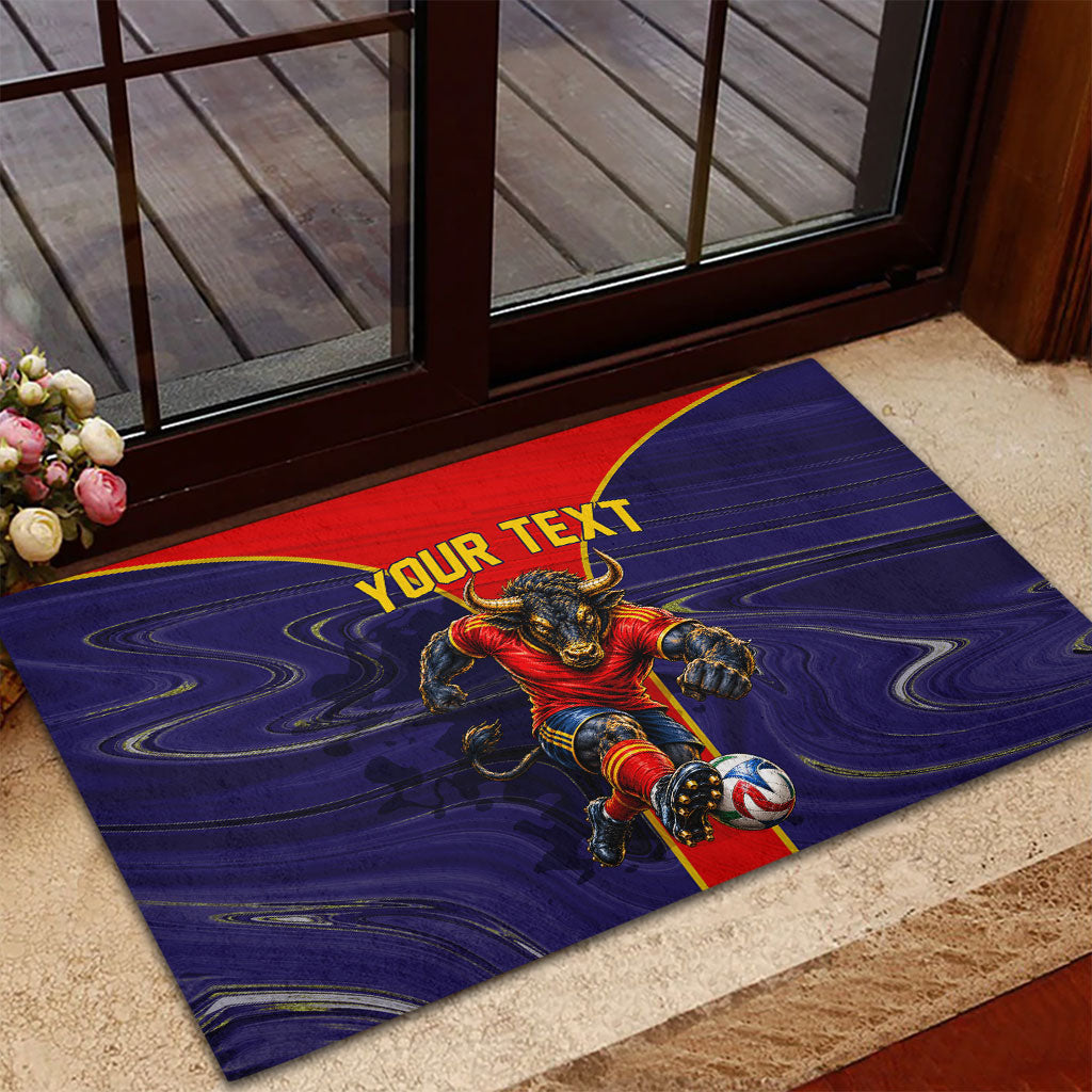 Personalized Spain Football Rubber Doormat Fear the Bull Soccer Mascot Marble Art