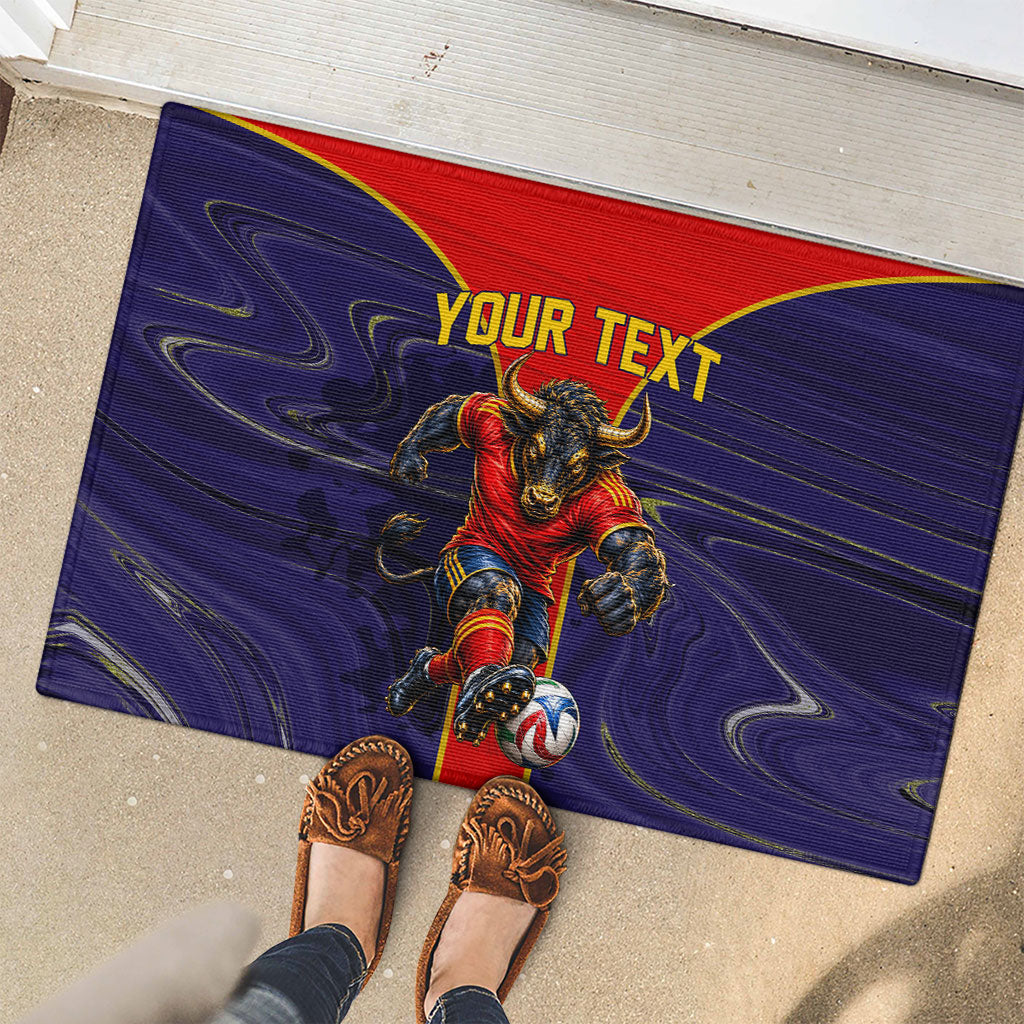 Personalized Spain Football Rubber Doormat Fear the Bull Soccer Mascot Marble Art