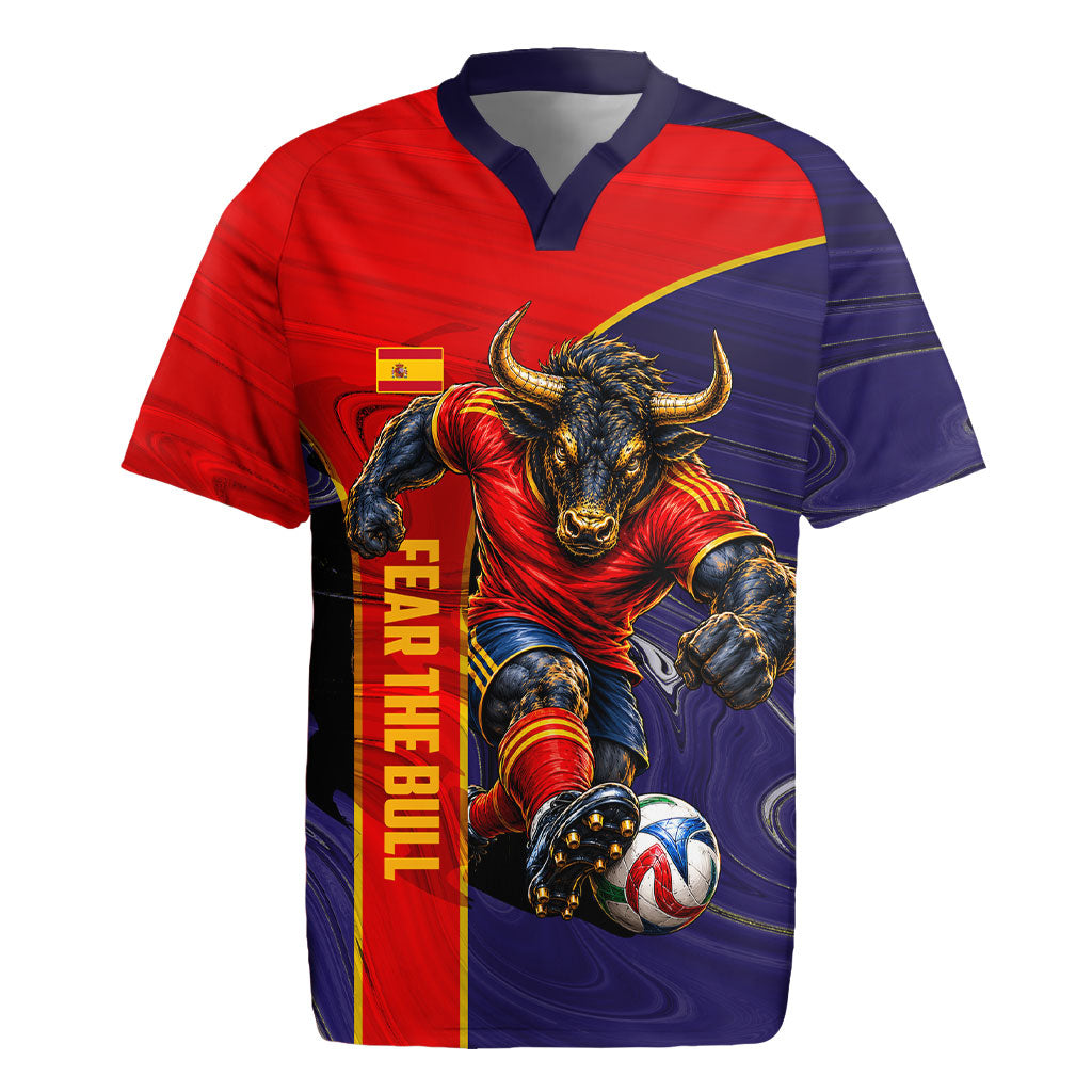 Personalized Spain Football Rugby Jersey Fear the Bull Soccer Mascot Marble Art
