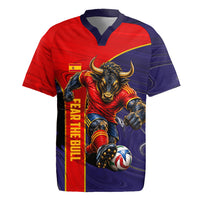 Personalized Spain Football Rugby Jersey Fear the Bull Soccer Mascot Marble Art