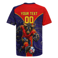 Personalized Spain Football Rugby Jersey Fear the Bull Soccer Mascot Marble Art