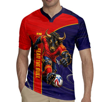 Personalized Spain Football Rugby Jersey Fear the Bull Soccer Mascot Marble Art