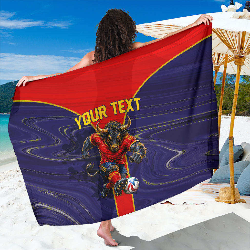 Personalized Spain Football Sarong Fear the Bull Soccer Mascot Marble Art