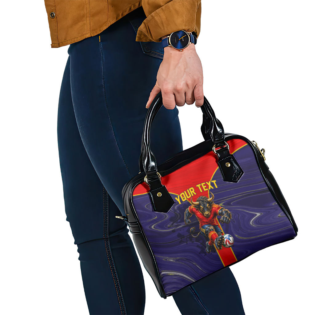 Personalized Spain Football Shoulder Handbag Fear the Bull Soccer Mascot Marble Art