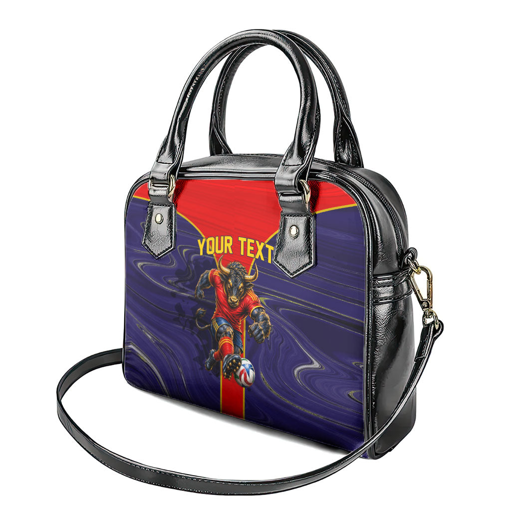 Personalized Spain Football Shoulder Handbag Fear the Bull Soccer Mascot Marble Art