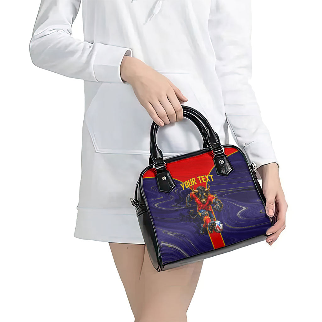 Personalized Spain Football Shoulder Handbag Fear the Bull Soccer Mascot Marble Art