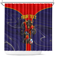Personalized Spain Football Shower Curtain Fear the Bull Soccer Mascot Marble Art