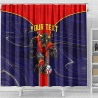 Personalized Spain Football Shower Curtain Fear the Bull Soccer Mascot Marble Art