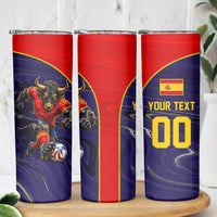 Personalized Spain Football Skinny Tumbler Fear the Bull Soccer Mascot Marble Art