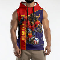 Personalized Spain Football Sleeveless Hoodie Fear the Bull Soccer Mascot Marble Art