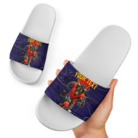 Personalized Spain Football Slide Sandals Fear the Bull Soccer Mascot Marble Art