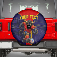 Personalized Spain Football Spare Tire Cover Fear the Bull Soccer Mascot Marble Art