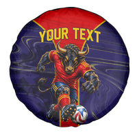 Personalized Spain Football Spare Tire Cover Fear the Bull Soccer Mascot Marble Art