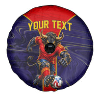 Personalized Spain Football Spare Tire Cover Fear the Bull Soccer Mascot Marble Art