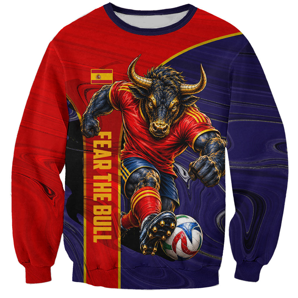 Personalized Spain Football Sweatshirt Fear the Bull Soccer Mascot Marble Art