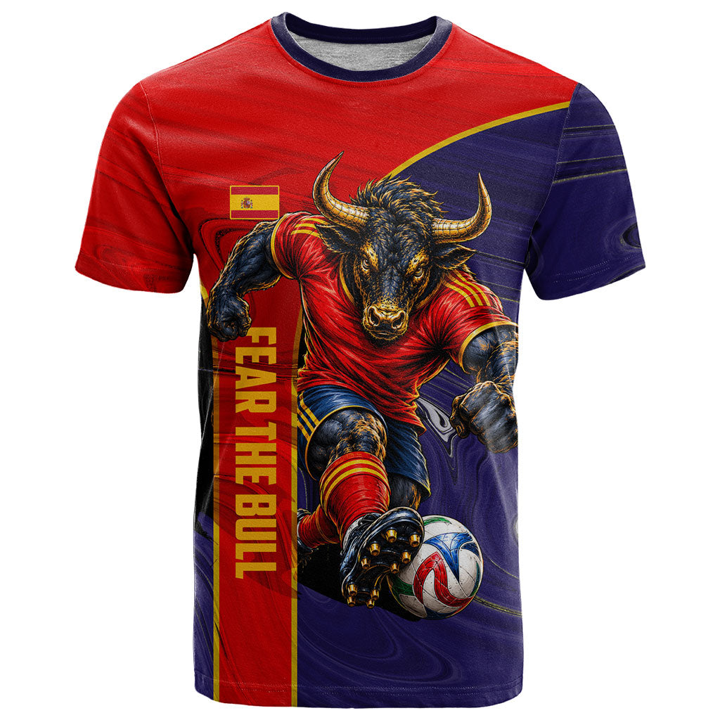 Personalized Spain Football T Shirt Fear the Bull Soccer Mascot Marble Art