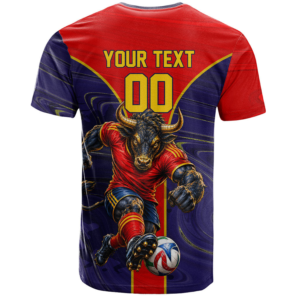 Personalized Spain Football T Shirt Fear the Bull Soccer Mascot Marble Art