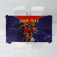 Personalized Spain Football Tablecloth Fear the Bull Soccer Mascot Marble Art