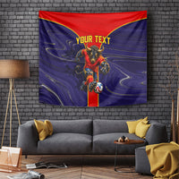 Personalized Spain Football Tapestry Fear the Bull Soccer Mascot Marble Art