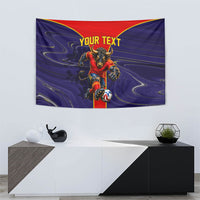 Personalized Spain Football Tapestry Fear the Bull Soccer Mascot Marble Art