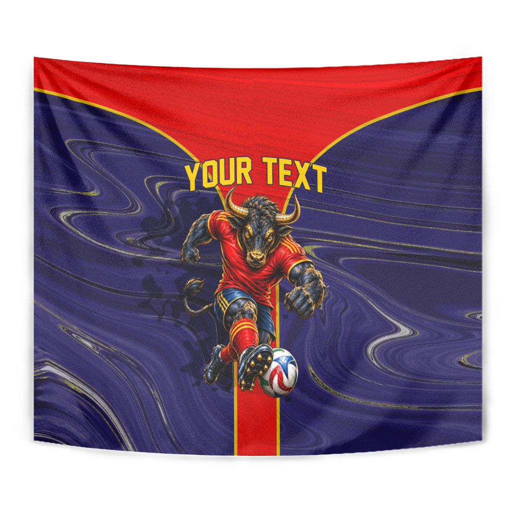 Personalized Spain Football Tapestry Fear the Bull Soccer Mascot Marble Art