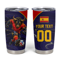 Personalized Spain Football Tumbler Cup Fear the Bull Soccer Mascot Marble Art
