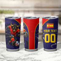 Personalized Spain Football Tumbler Cup Fear the Bull Soccer Mascot Marble Art