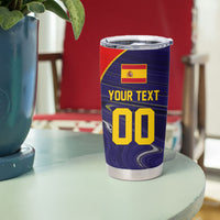 Personalized Spain Football Tumbler Cup Fear the Bull Soccer Mascot Marble Art