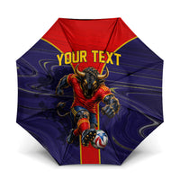 Personalized Spain Football Umbrella Fear the Bull Soccer Mascot Marble Art