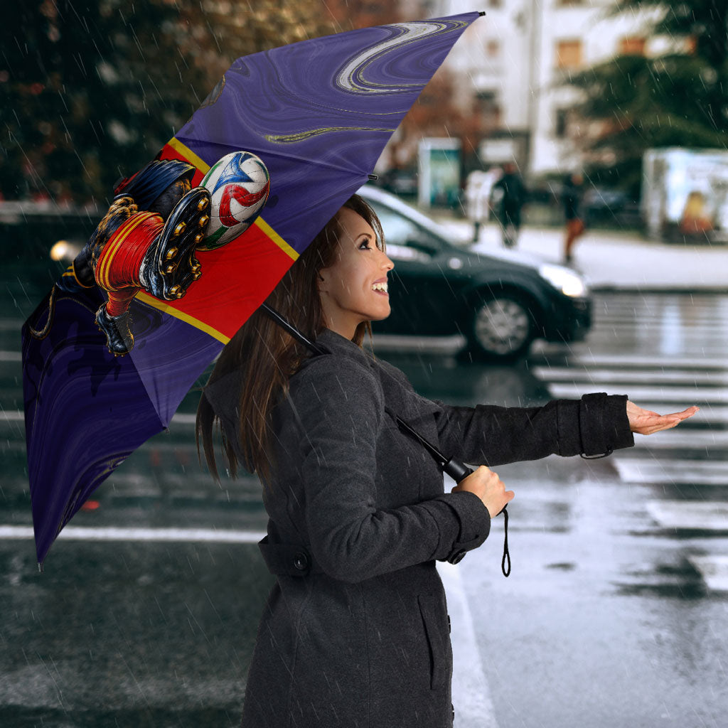 Personalized Spain Football Umbrella Fear the Bull Soccer Mascot Marble Art