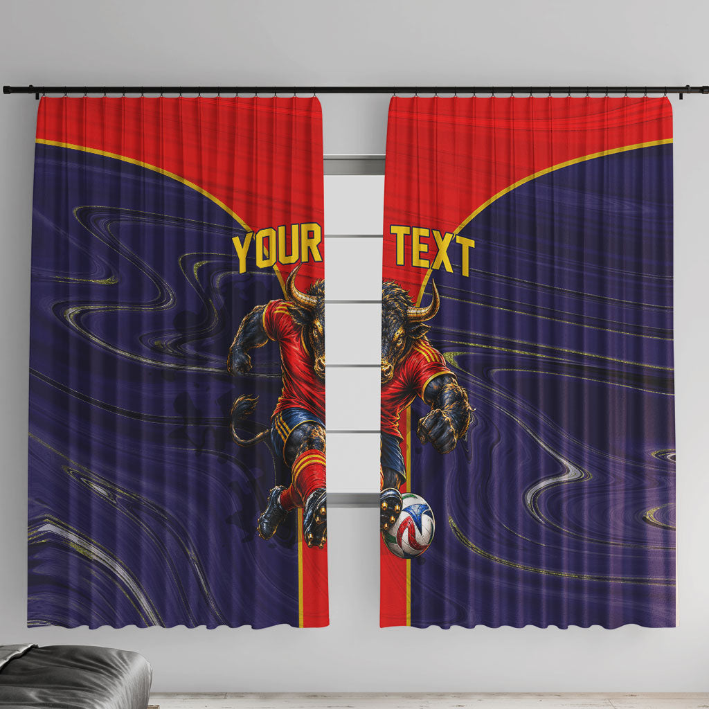 Personalized Spain Football Window Curtain Fear the Bull Soccer Mascot Marble Art