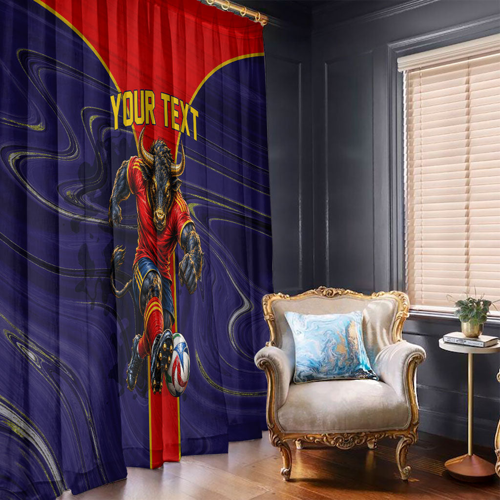Personalized Spain Football Window Curtain Fear the Bull Soccer Mascot Marble Art