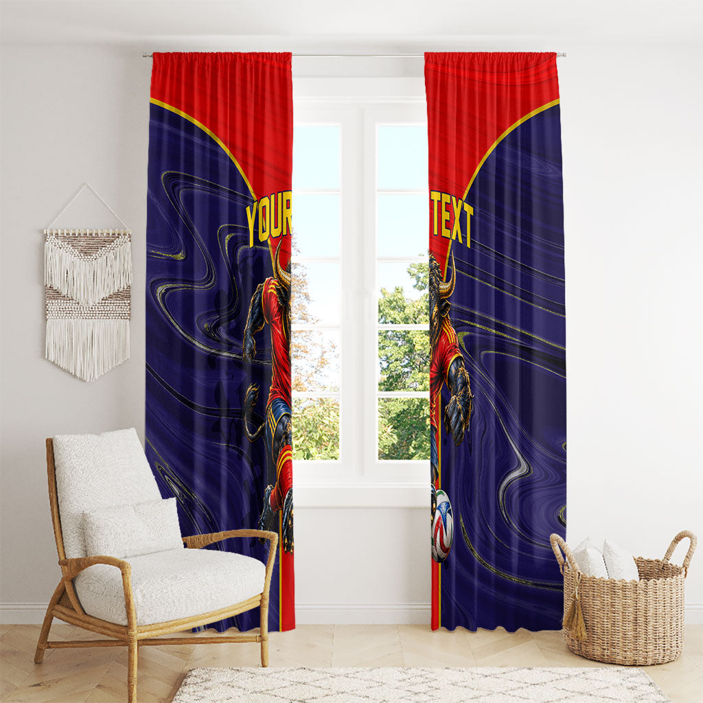 Personalized Spain Football Window Curtain Fear the Bull Soccer Mascot Marble Art