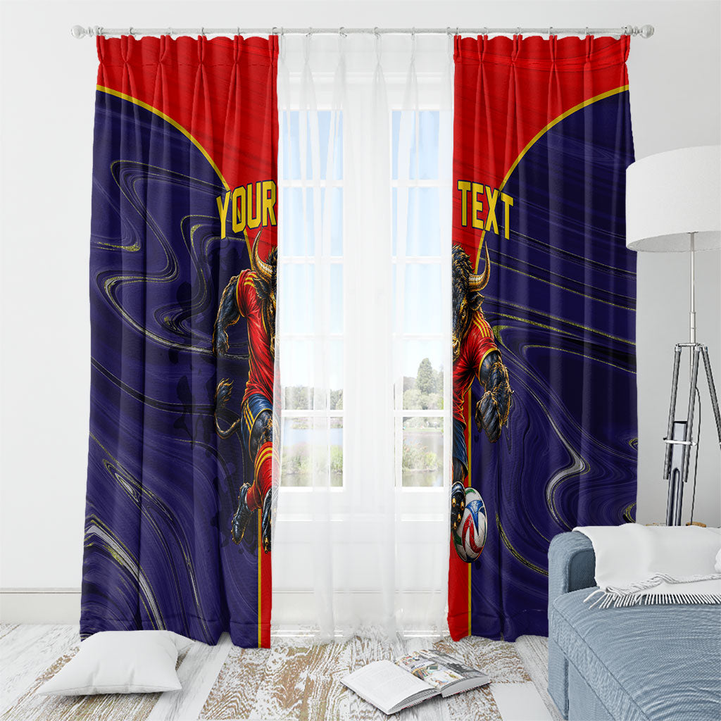 Personalized Spain Football Window Curtain Fear the Bull Soccer Mascot Marble Art