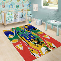 Personalized South Africa Football Springbok Area Rug Bafana Bafana Rainbow Nation Flag Colors