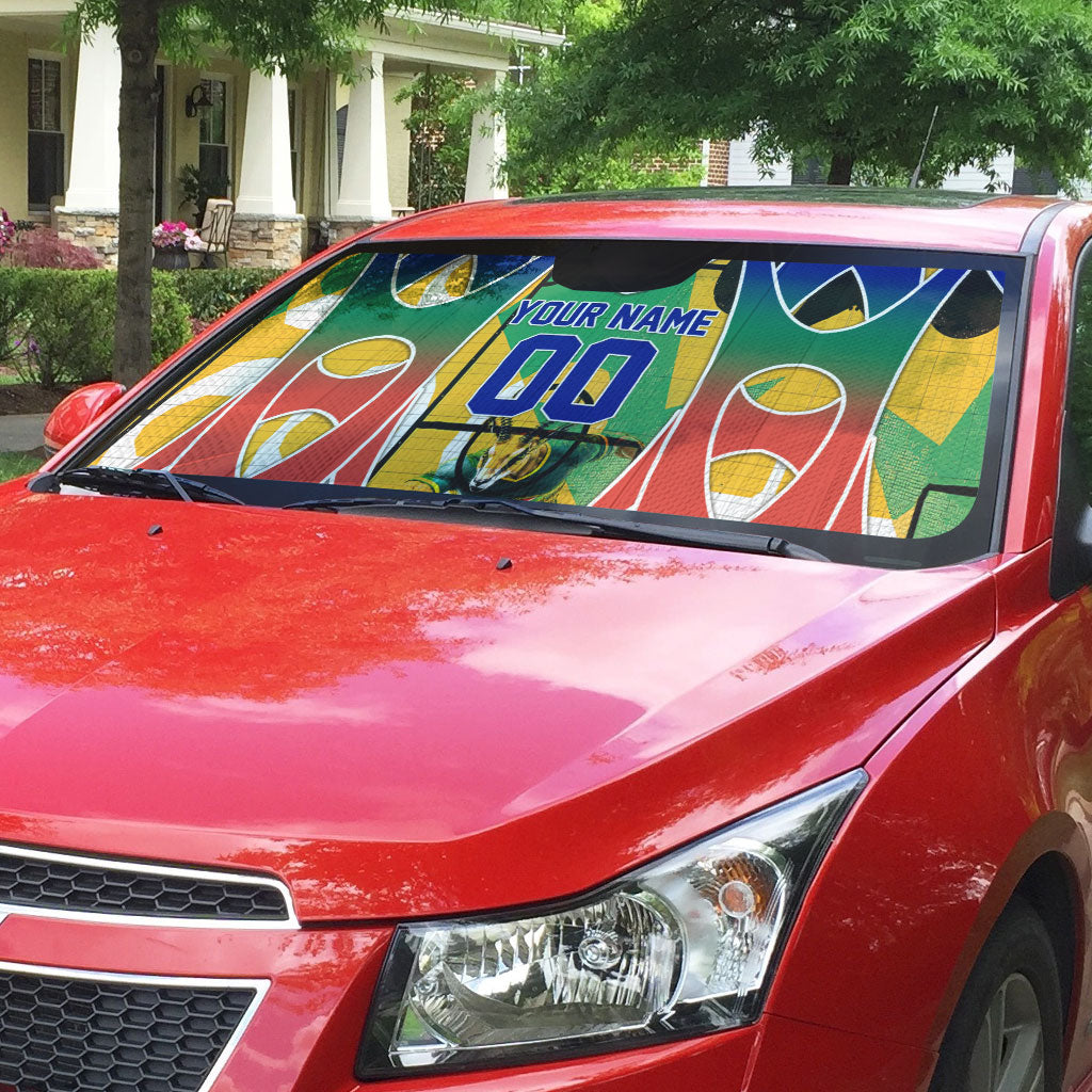 Personalized South Africa Football Springbok Auto Sun Shade Bafana Bafana Rainbow Nation Flag Colors