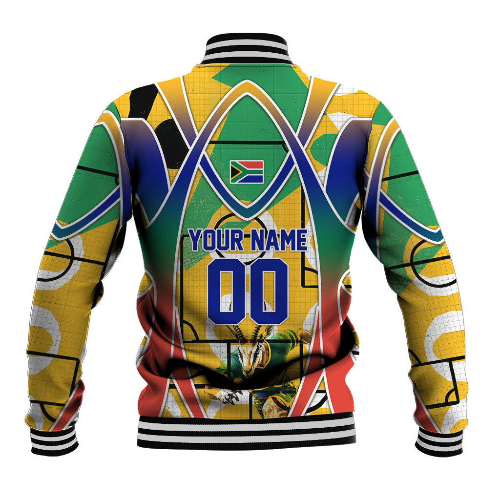 Personalized South Africa Football Springbok Baseball Jacket Bafana Bafana Rainbow Nation Flag Colors