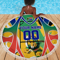 Personalized South Africa Football Springbok Beach Blanket Bafana Bafana Rainbow Nation Flag Colors