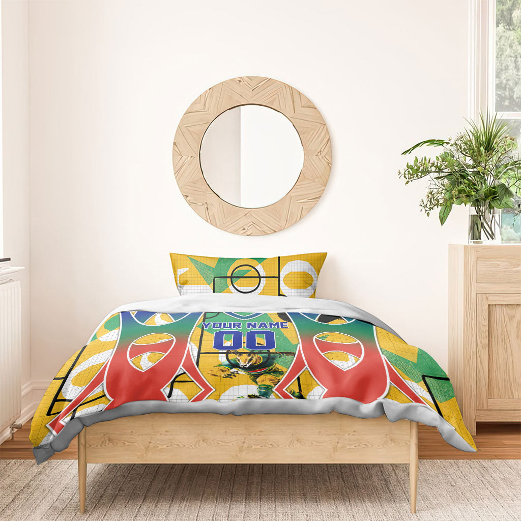 Personalized South Africa Football Springbok Bedding Set Bafana Bafana Rainbow Nation Flag Colors