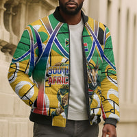 Personalized South Africa Football Springbok Bomber Puffer Jacket Bafana Bafana Rainbow Nation Flag Colors