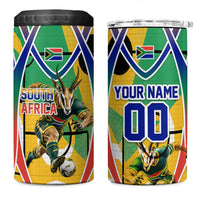 Personalized South Africa Football Springbok 4 in 1 Can Cooler Tumbler Bafana Bafana Rainbow Nation Flag Colors