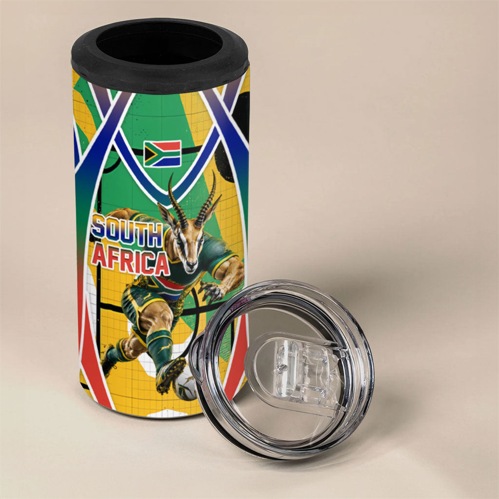 Personalized South Africa Football Springbok 4 in 1 Can Cooler Tumbler Bafana Bafana Rainbow Nation Flag Colors