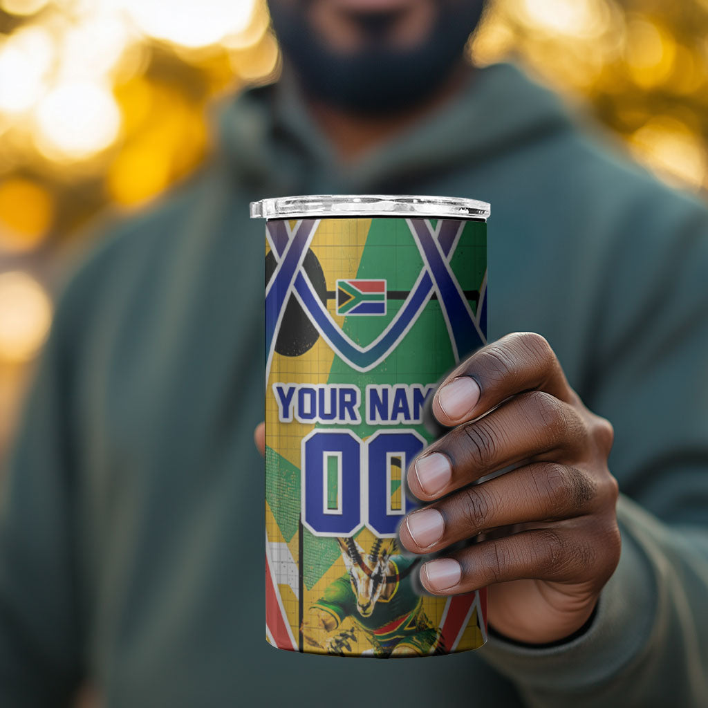Personalized South Africa Football Springbok 4 in 1 Can Cooler Tumbler Bafana Bafana Rainbow Nation Flag Colors