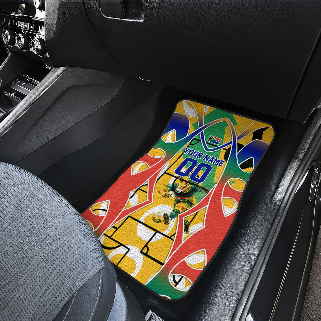 Personalized South Africa Football Springbok Car Mats Bafana Bafana Rainbow Nation Flag Colors