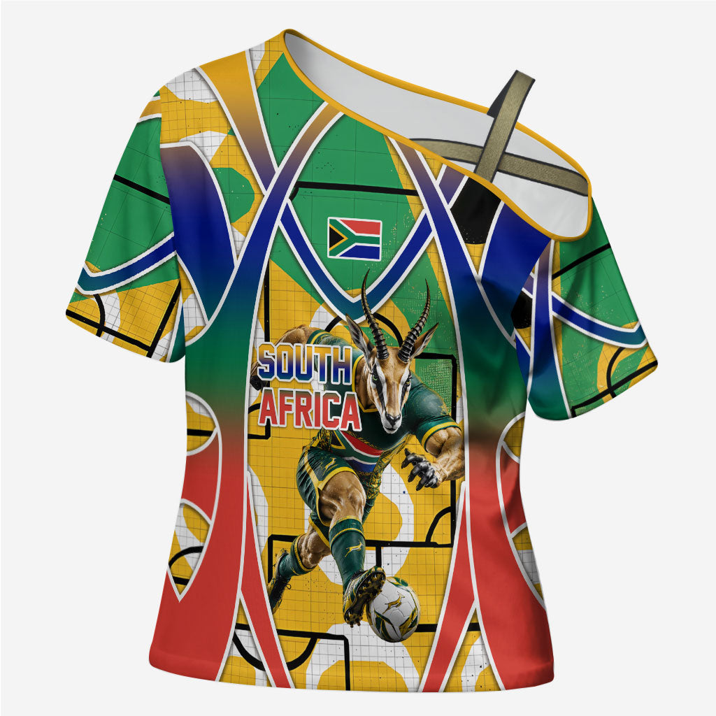 Personalized South Africa Football Springbok Cross Shoulder Shirt Bafana Bafana Rainbow Nation Flag Colors