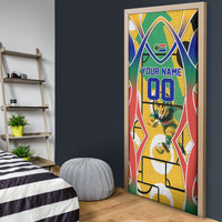 Personalized South Africa Football Springbok Door Cover Bafana Bafana Rainbow Nation Flag Colors
