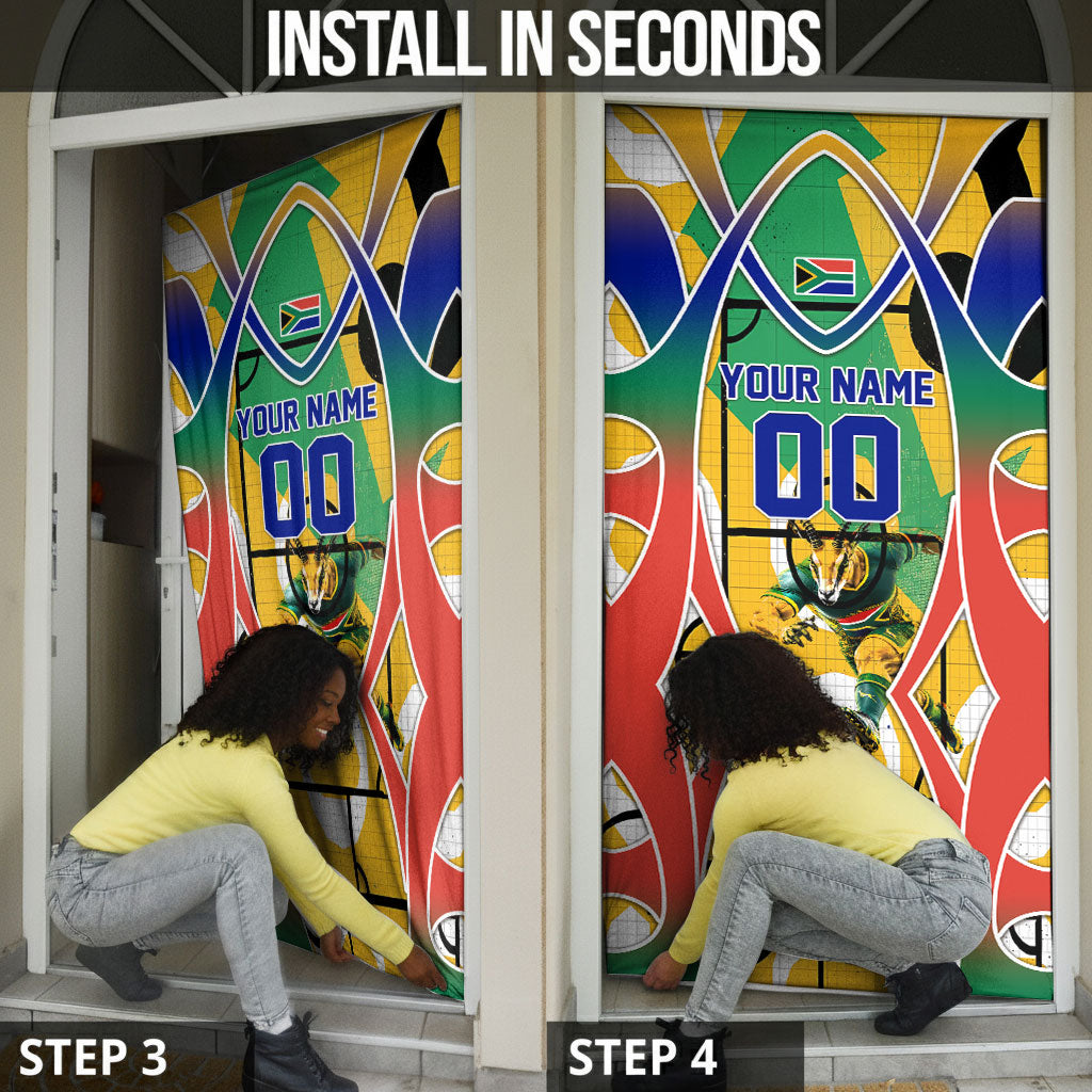 Personalized South Africa Football Springbok Door Cover Bafana Bafana Rainbow Nation Flag Colors
